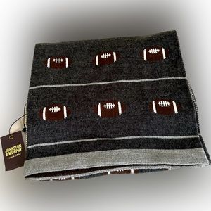 Johnston & Murphy Football Scarf Charcoal Brown winter wrap NFL game SUPER BOWL